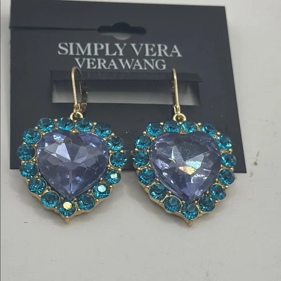 Simply Vera Vera Wang Heart-Shaped Blue and Purple Earrings - Picture 3 of 5